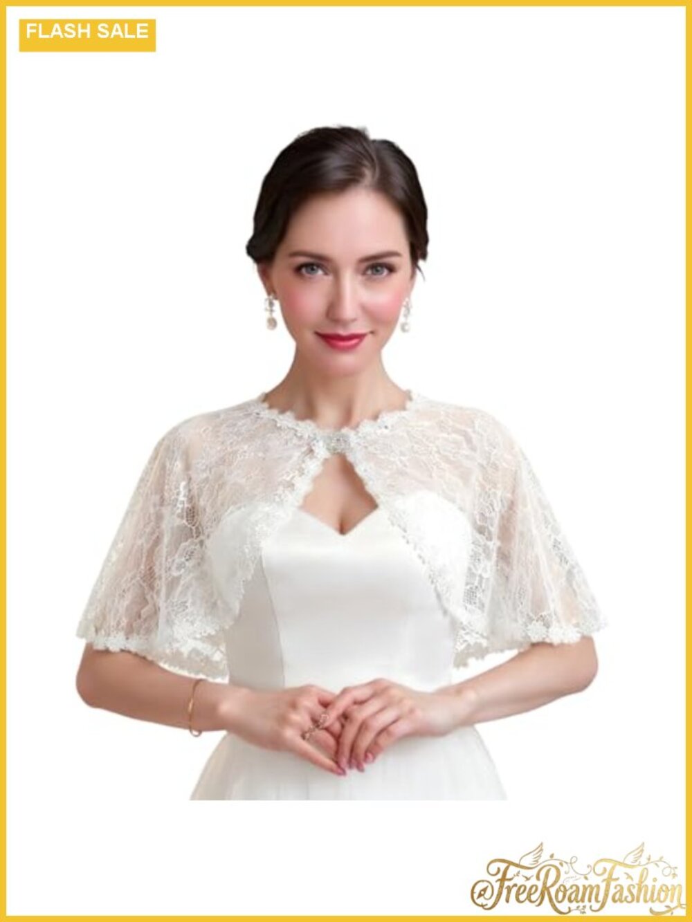 Elegant Floral Lace Shawl Capelet Bridal Wedding Bolero Cover Up